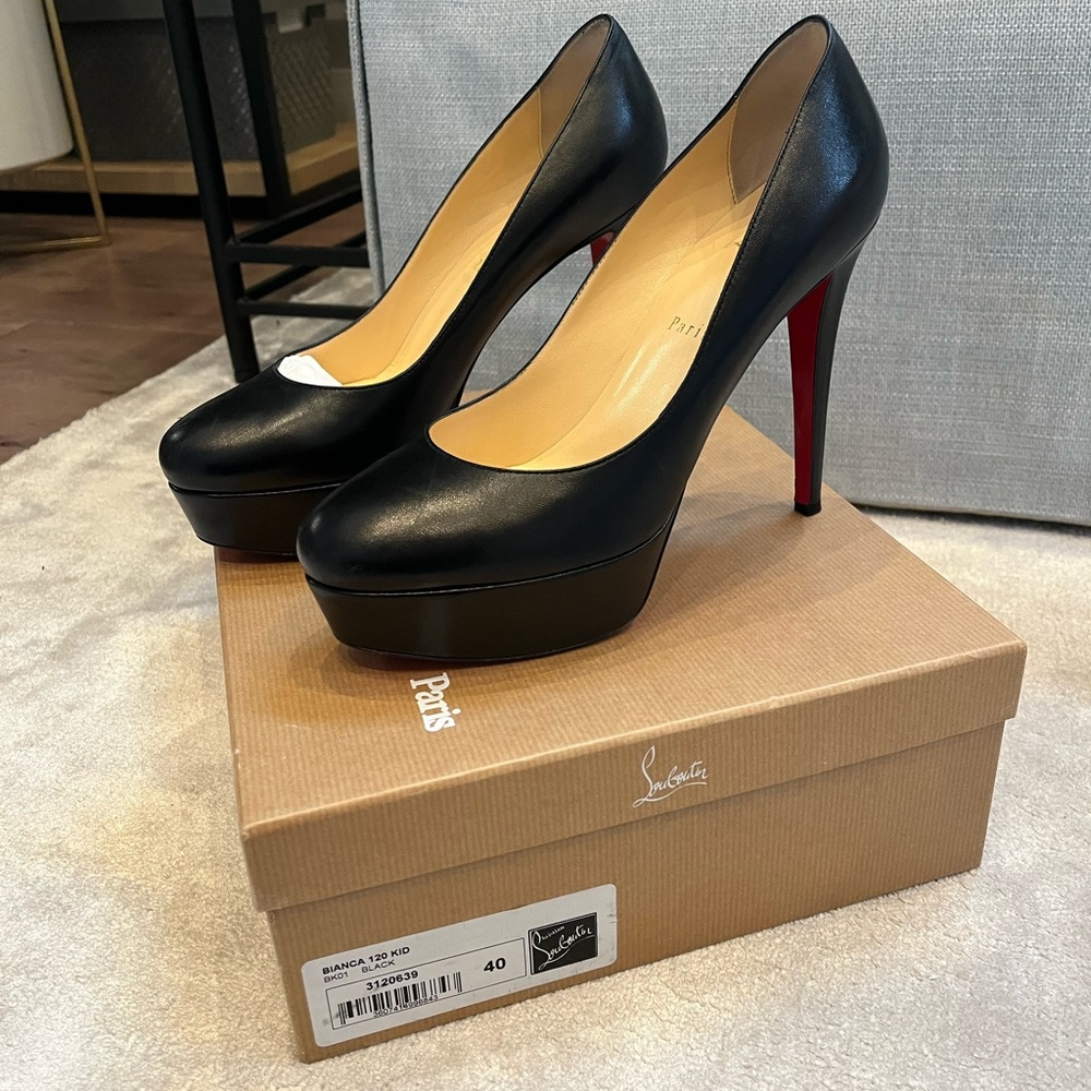 Christian Louboutin Bianca 120 Kid Leather Red Bottom Heels Size US 40.